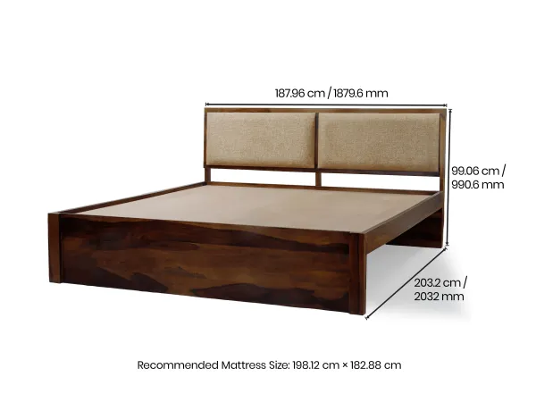 Vesta Solid Wood King Size Double Bed With Premium Foam Mattress King 78X72X4